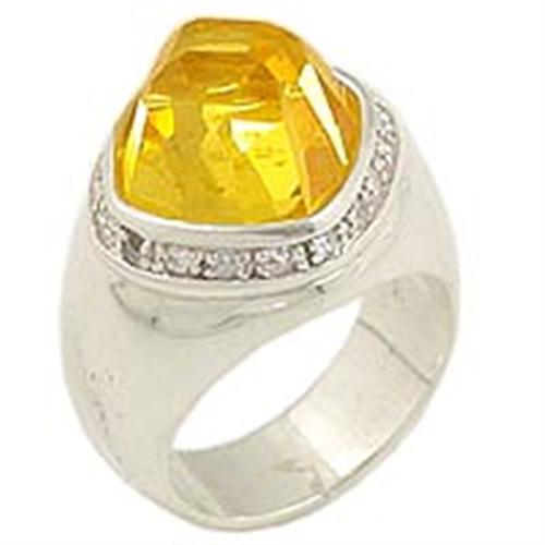 JCE223 High-Polished 925 Sterling Silver Ring with AAA Grade CZ  in Citrine