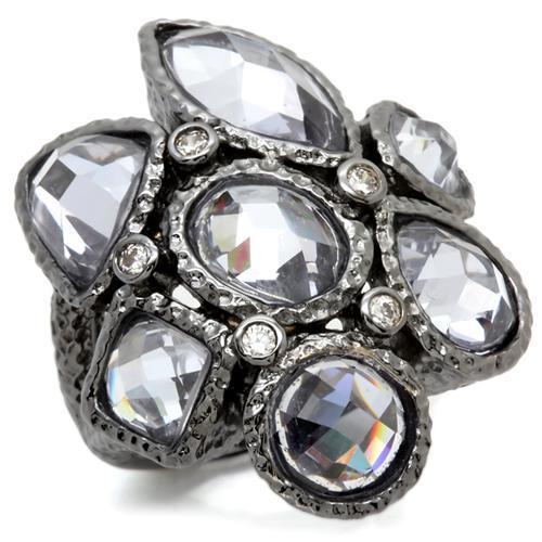 JCE120 Ruthenium Brass Ring with AAA Grade CZ  in Light Amethyst