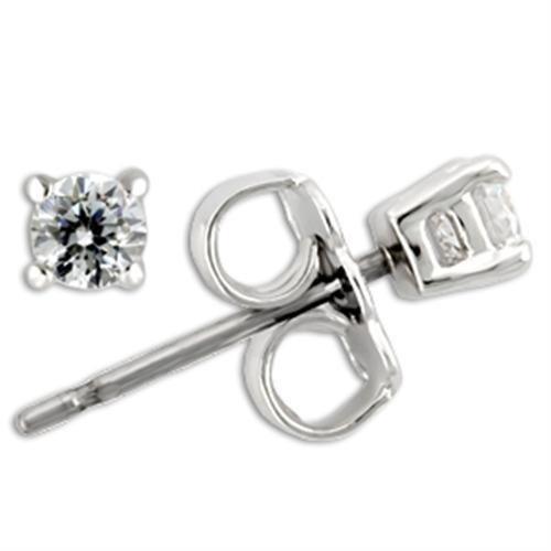 JCE169 Rhodium 925 Sterling Silver Earrings with AAA Grade CZ  in Clear