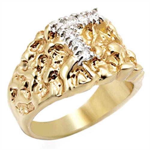 JCE044 Gold+Rhodium Brass Ring with AAA Grade CZ  in Clear