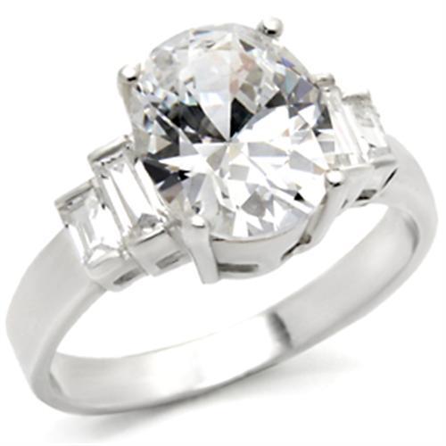 JCE305 High-Polished 925 Sterling Silver Ring with AAA Grade CZ  in Clear