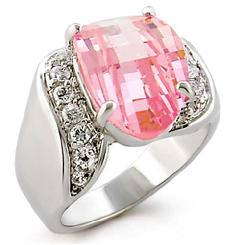JCE813 High-Polished 925 Sterling Silver Ring with AAA Grade CZ  in Rose
