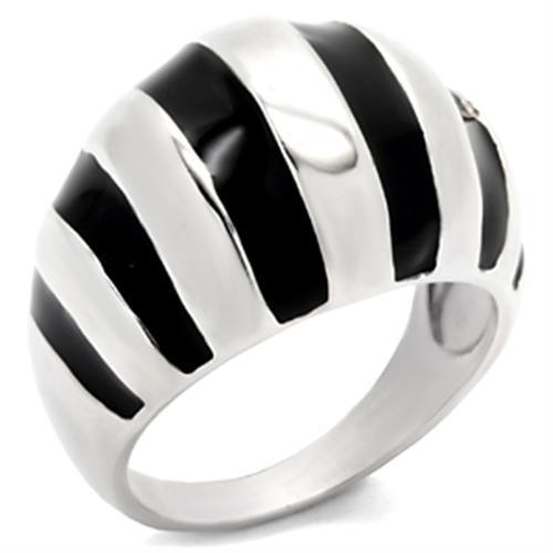 JCE914 High-Polished 925 Sterling Silver Ring with Epoxy  in Jet