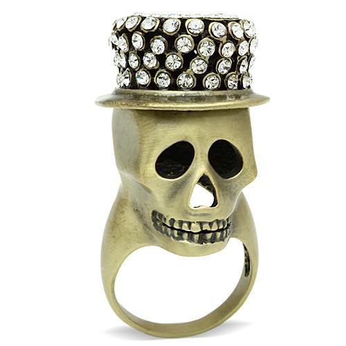 JCE013 Antique Copper White Metal Ring with Top Grade Crystal  in Clear