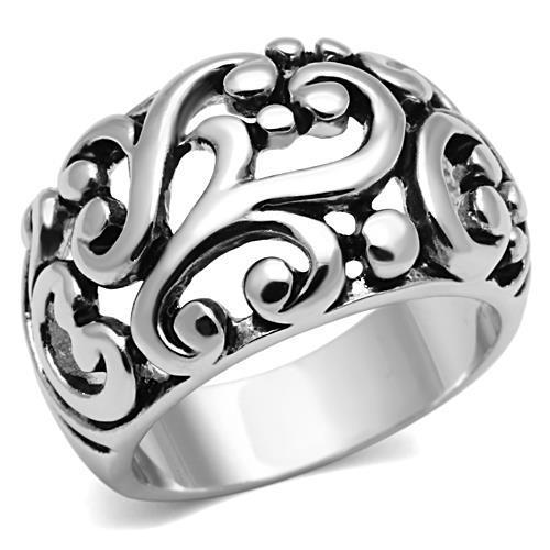 JCE052 Rhodium Brass Ring with No Stone
