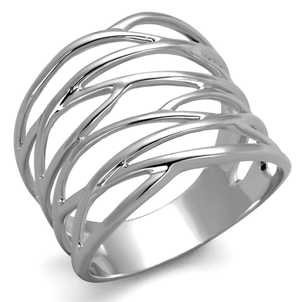 JCE1065 Rhodium Brass Ring with No Stone