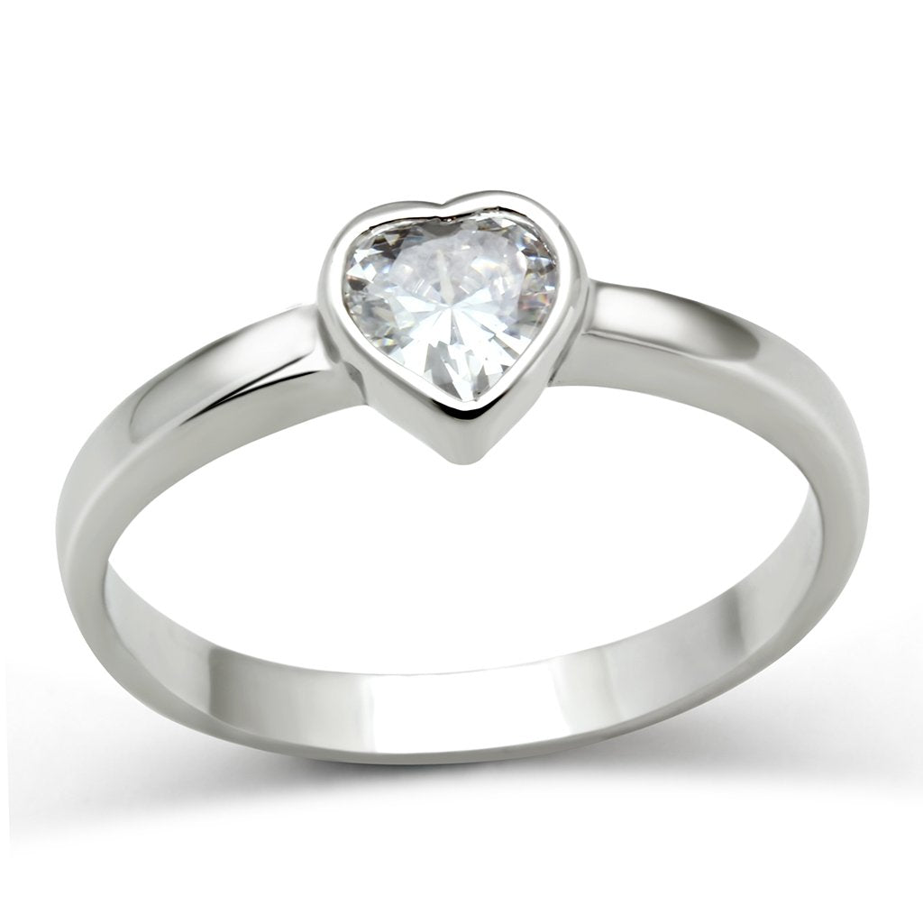 JCE107 Rhodium Brass Ring with AAA Grade CZ  in Clear