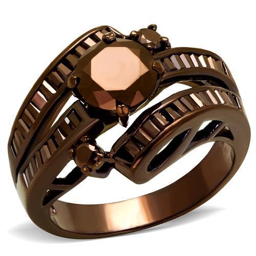 JCE1106 IP Coffee light Brass Ring with AAA Grade CZ  in Light Coffee