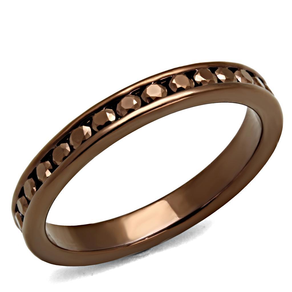 JCE1137 IP Coffee light Brass Ring with AAA Grade CZ  in Brown