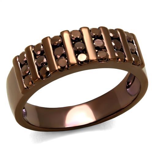 JCE1164 IP Coffee light Brass Ring with AAA Grade CZ  in Light Coffee