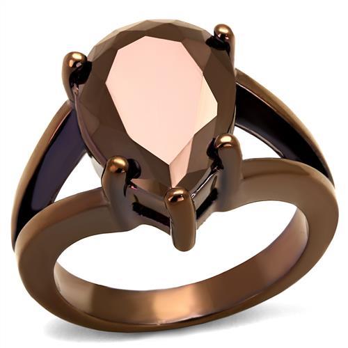 JCE1174 IP Coffee light Brass Ring with AAA Grade CZ  in Light Coffee