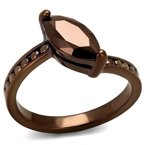 JCE1190 IP Coffee light Brass Ring with AAA Grade CZ  in Light Coffee