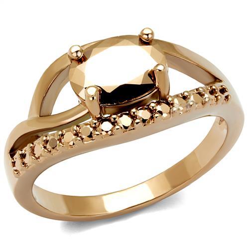 JCE1198 IP Rose Gold(Ion Plating) Brass Ring with AAA Grade CZ  in Metallic Light Gold