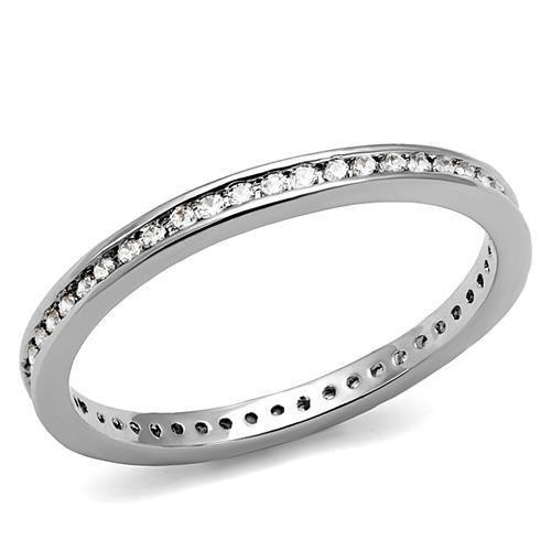 JCE1241 Rhodium Brass Ring with AAA Grade CZ  in Clear