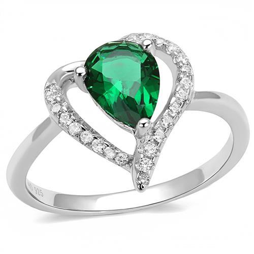 JCE1384 Rhodium 925 Sterling Silver Ring with Synthetic Synthetic Glass in Blue Zircon