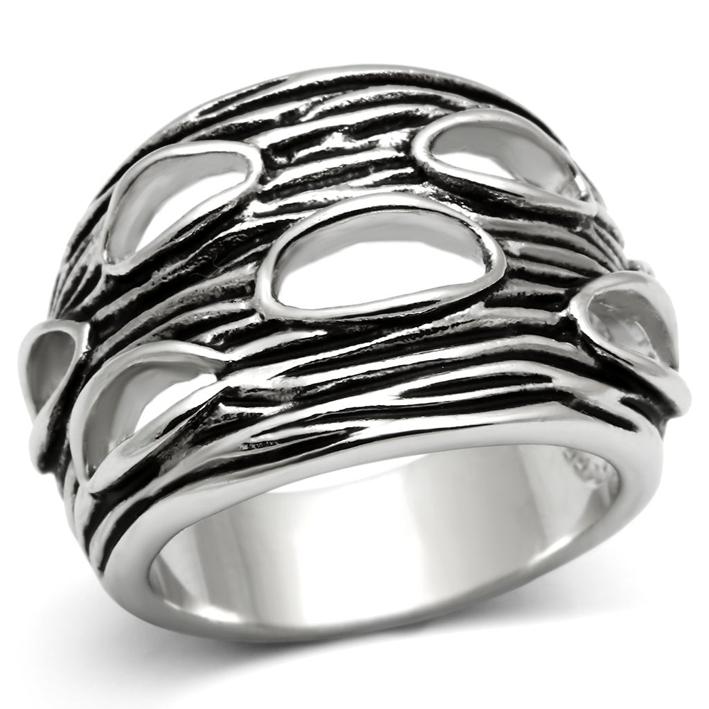 JCE188 Rhodium Brass Ring with No Stone