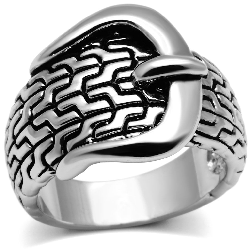JCE238 Rhodium Brass Ring with No Stone