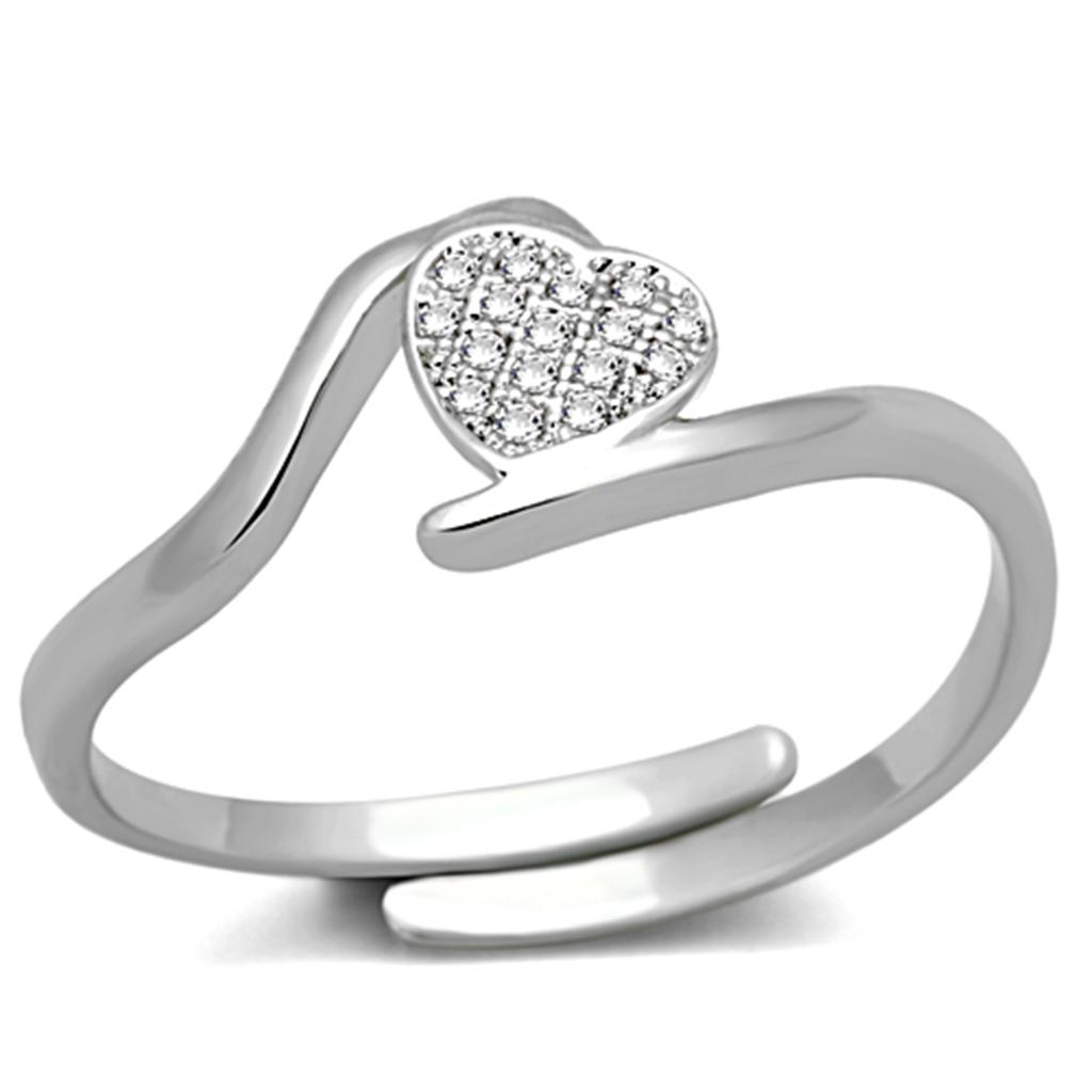 JCE464 Rhodium Brass Ring with AAA Grade CZ  in Clear