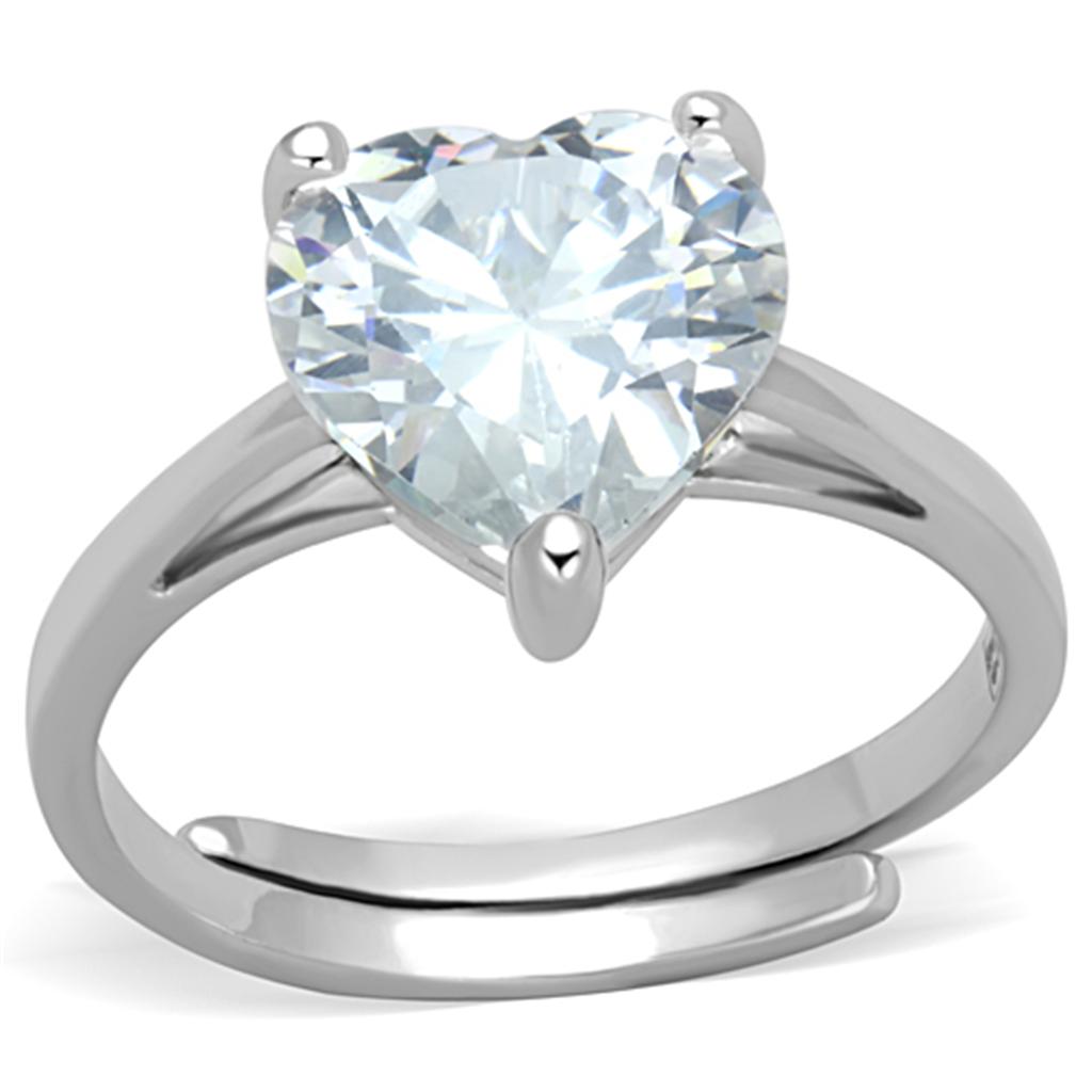 JCE776 Rhodium Brass Ring with AAA Grade CZ  in Clear