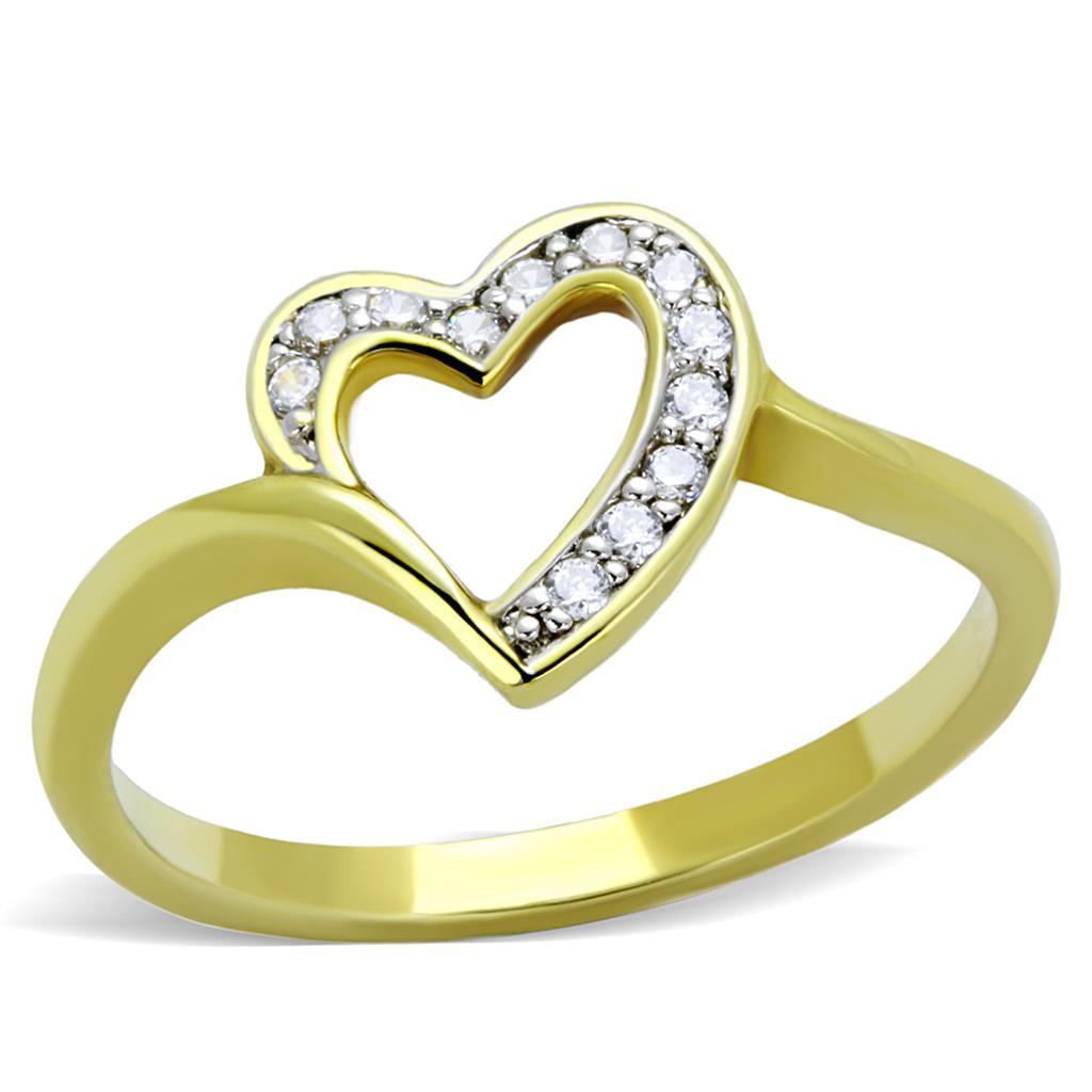 JCE870 Gold+Rhodium Brass Ring with AAA Grade CZ  in Clear