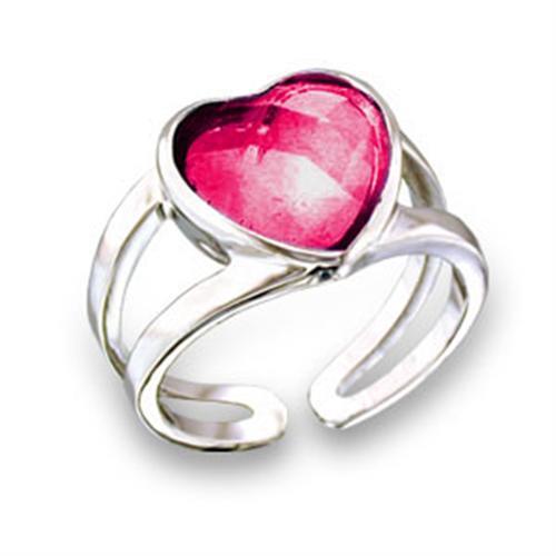 JCE1802 Rhodium Brass Ring with Synthetic Garnet in Ruby