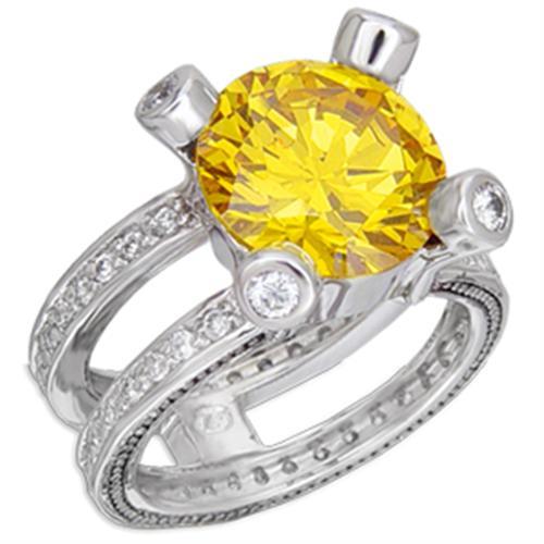 JCE909 Rhodium + Ruthenium Brass Ring with AAA Grade CZ  in Topaz