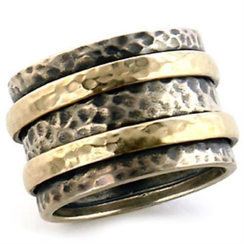 JCE093 Matte Gold & Rhodium Brass Ring with No Stone
