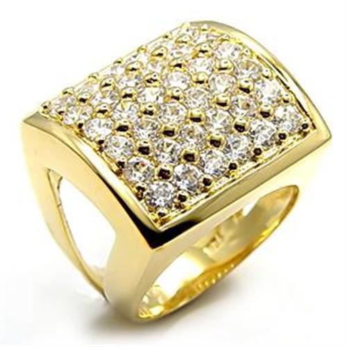 JCE003 Gold Brass Ring with AAA Grade CZ  in Clear