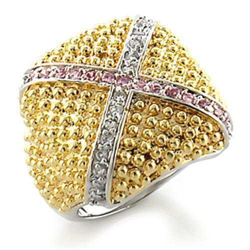 JCE144 Gold+Rhodium Brass Ring with AAA Grade CZ  in Rose