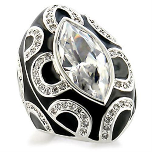 JCE160 Rhodium Brass Ring with AAA Grade CZ  in Clear