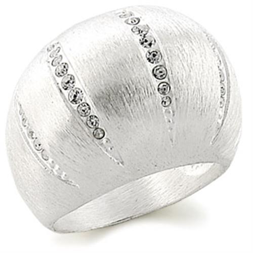 JCE177 Silver Brass Ring with Top Grade Crystal  in Clear