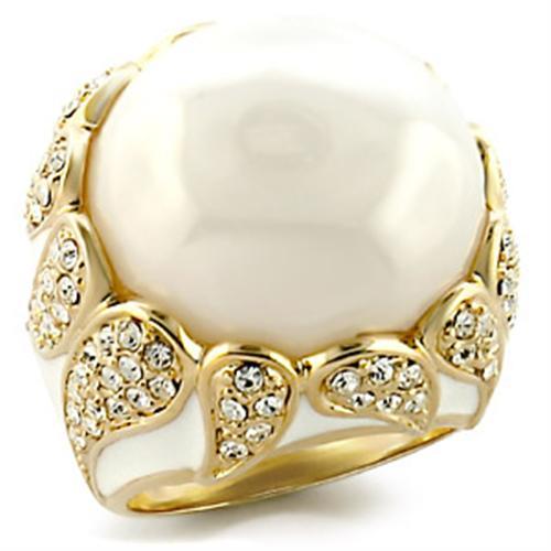 JCE183 Gold Brass Ring with Milky CZ  in White