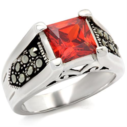 JCE019 Antique Tone 925 Sterling Silver Ring with AAA Grade CZ  in Garnet