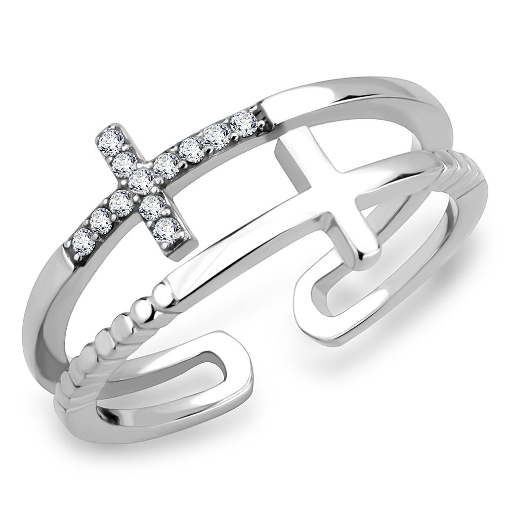 JCE319 No Plating Stainless Steel Ring with AAA Grade CZ  in Clear