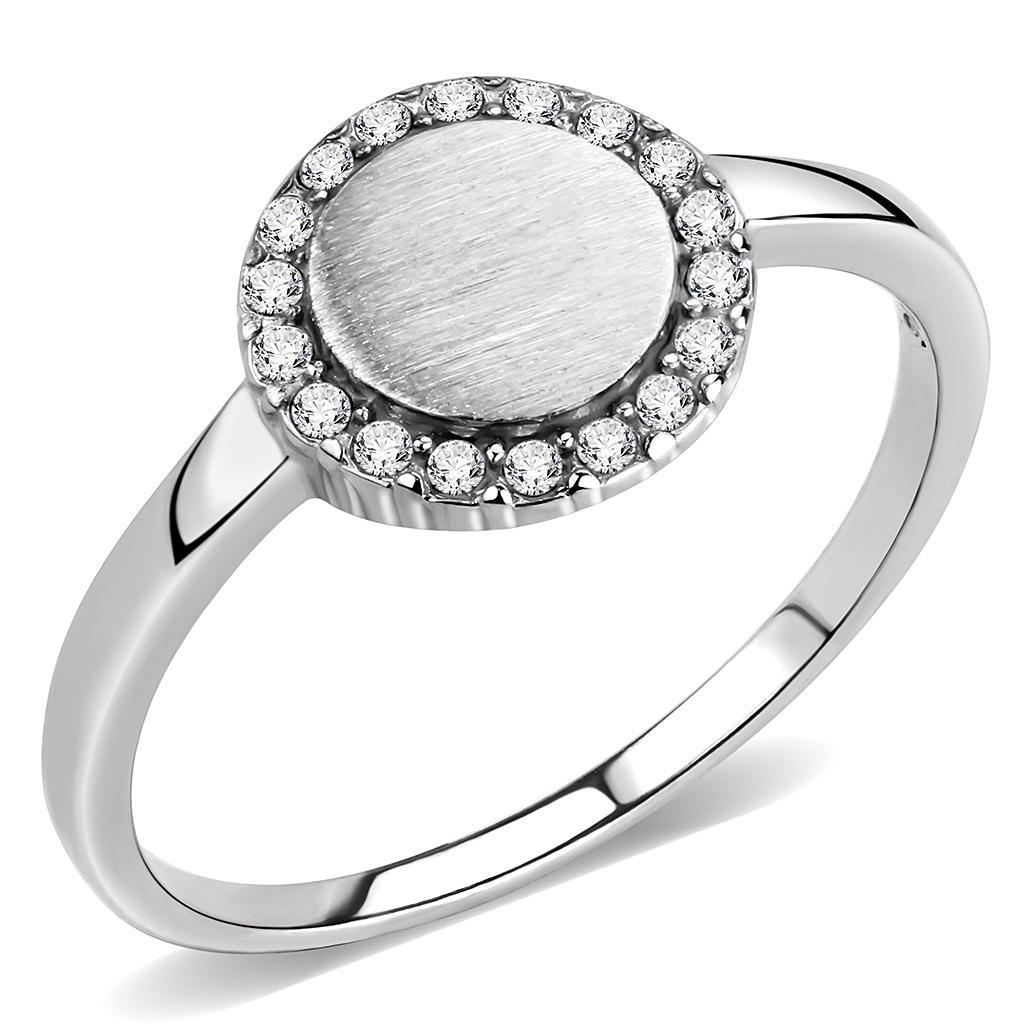 JCE340 No Plating Stainless Steel Ring with AAA Grade CZ  in Clear
