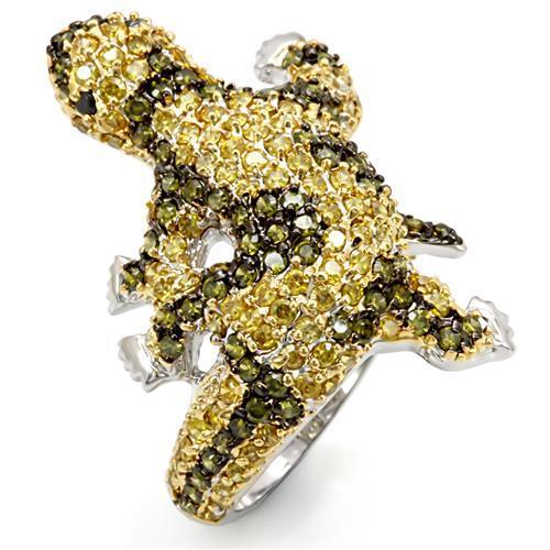 JCE1591 Gold+Ruthenium Brass Ring with AAA Grade CZ  in Multi Color