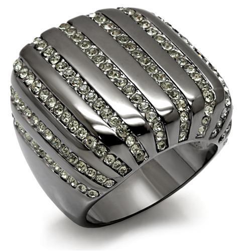 JCE1618 TIN Cobalt Black Brass Ring with Top Grade Crystal  in Black Diamond