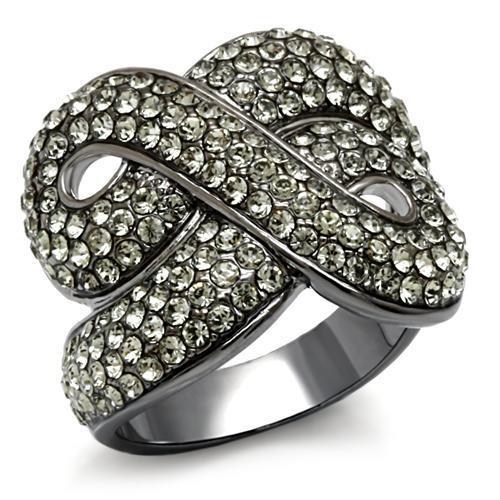 JCE1634 TIN Cobalt Black Brass Ring with Top Grade Crystal  in Black Diamond