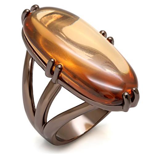 JCE1648 Chocolate Gold Brass Ring with AAA Grade CZ  in Champagne