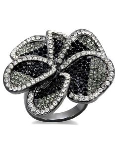 JCE1676 TIN Cobalt Black Brass Ring with Top Grade Crystal  in Multi Color