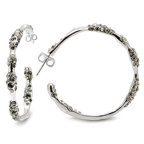 JCE1857 Rhodium Brass Earrings with Top Grade Crystal  in Black Diamond-Default Title