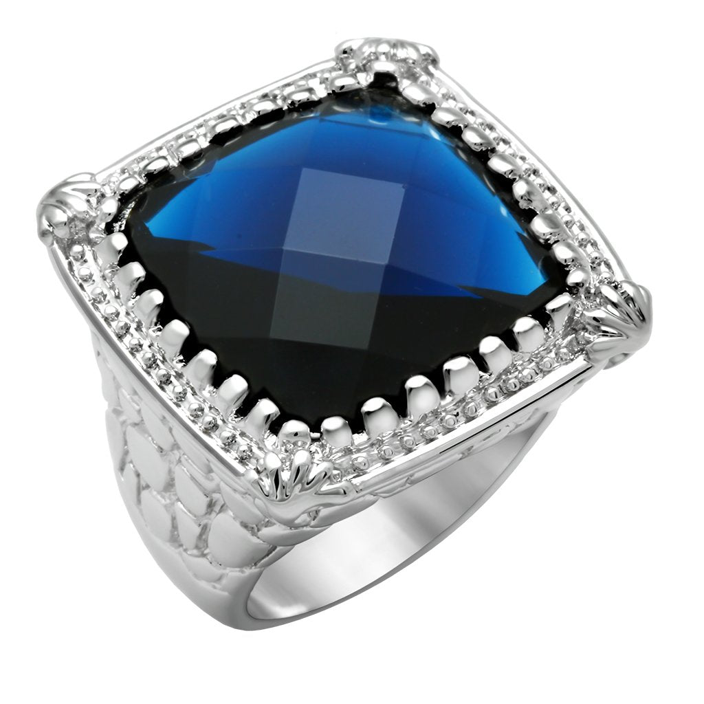JCE2089 Rhodium Brass Ring with Synthetic Cat Eye in Montana