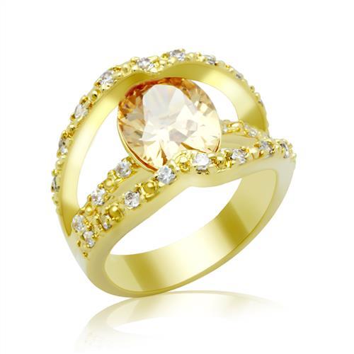 JCE2098 Gold Brass Ring with AAA Grade CZ  in Champagne