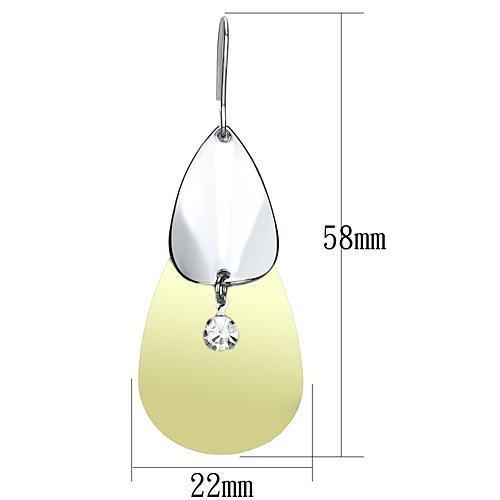 JCE2696 Gold+Rhodium Iron Earrings with Top Grade Crystal  in Clear