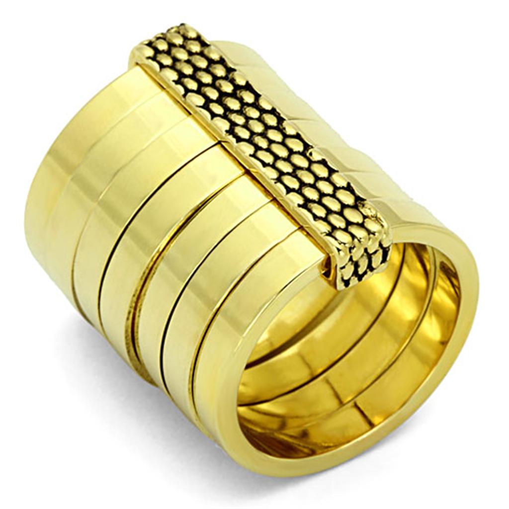 JCE3018 Gold Brass Ring with Epoxy  in Jet