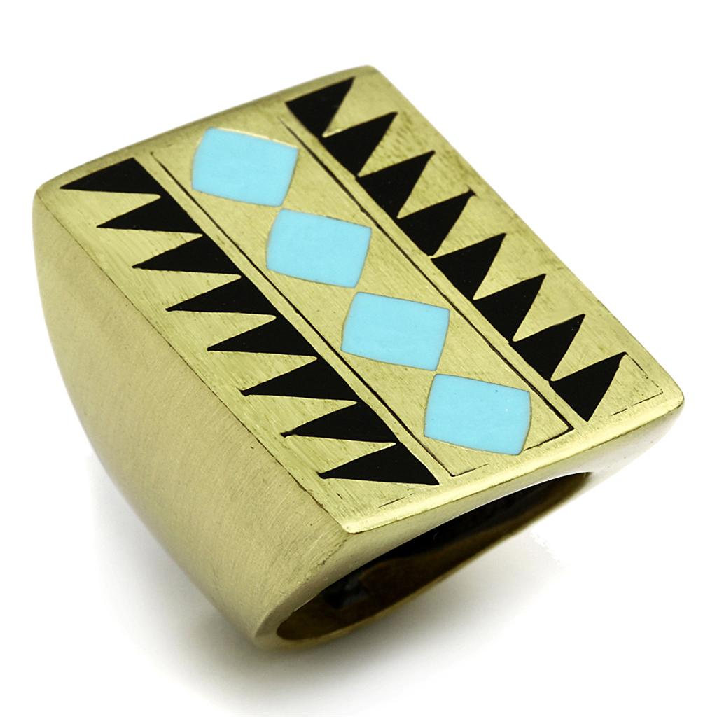 JCE3595 Antique Copper Brass Ring with Epoxy  in Turquoise