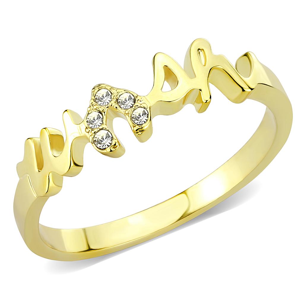 JCE3966 Flash Gold Brass Ring with Top Grade Crystal  in Clear