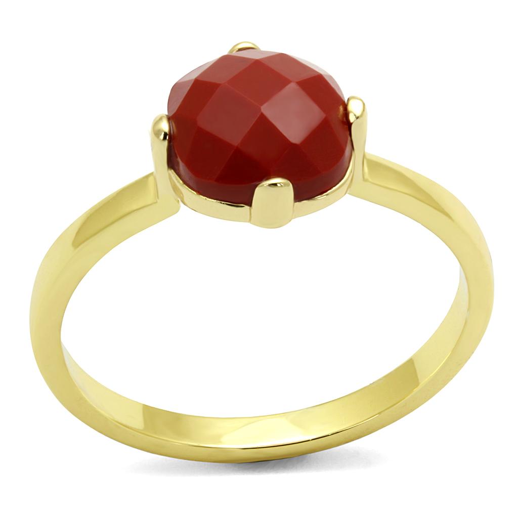 JCE4077 Flash Gold Brass Ring with Synthetic Synthetic Stone in Siam