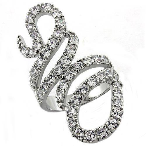 JCEA1014 Rhodium Brass Ring with AAA Grade CZ  in Clear