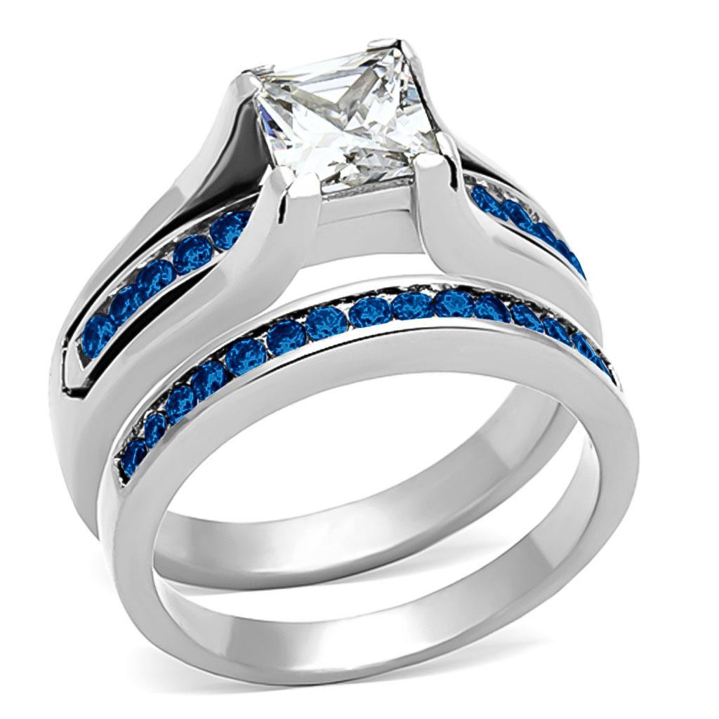 JCEA1363 High polished (no plating) Stainless Steel Ring with AAA Grade CZ  in Multi Color